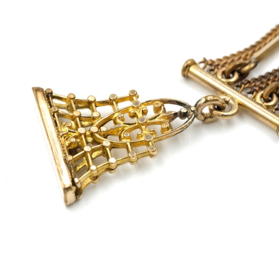 Antique Gold Filled Watch Chain with Fob // Victo… - image 2