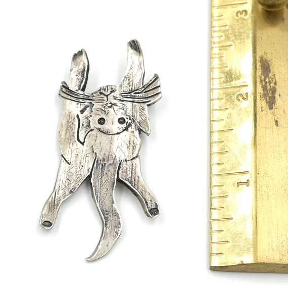 Vintage Sterling Cat Pin // "Hang in There" Cat /… - image 4