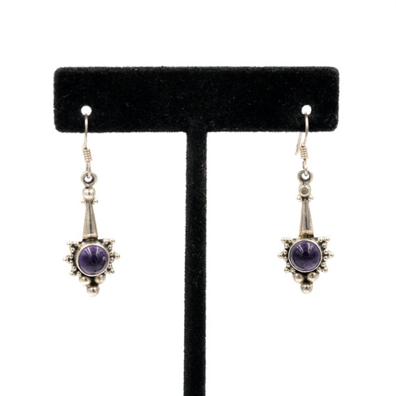 Amethyst Silver Drop Earrings // Amethyst Dangle … - image 3