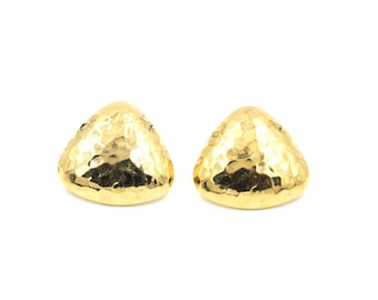 90s Gold Tone Hammered Triangle Earring 1"