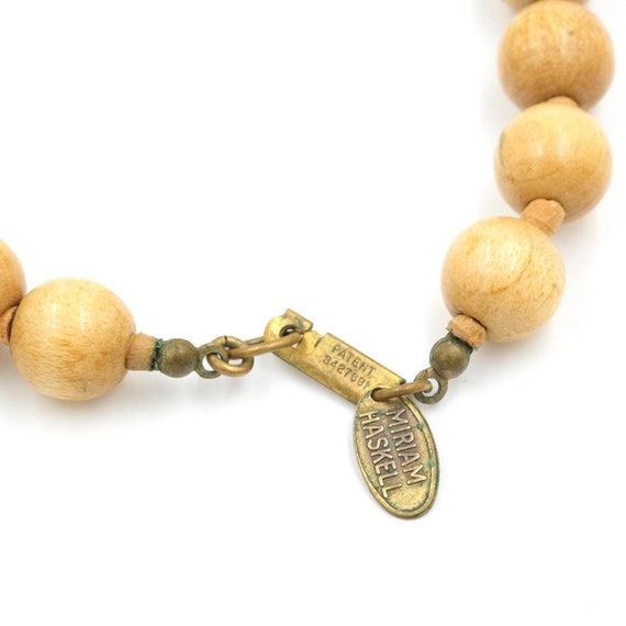 Vintage Miriam Haskell Signed Lucite & Wood Bead … - image 3