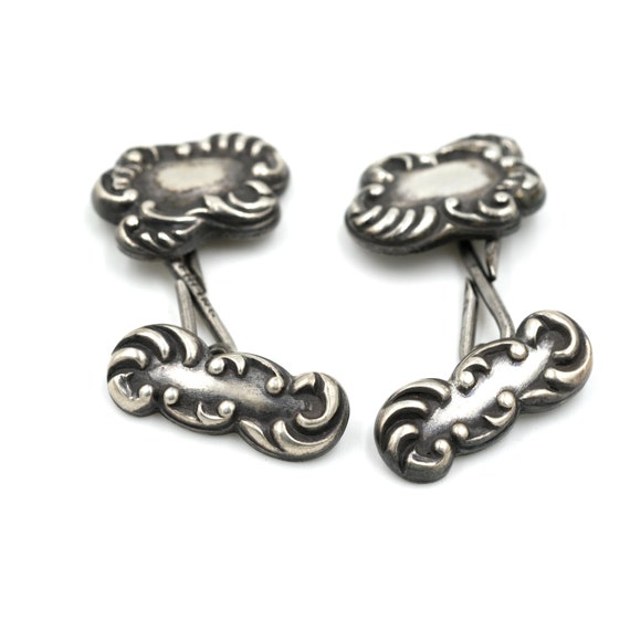 Antique Sterling Repousse Cufflinks  // Antique C… - image 2