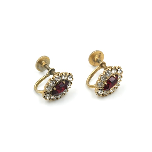 1940's Rhinestone Screwback Earrings // Vintage Costume Jewelry // Vargas Jewelry