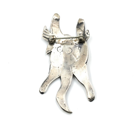 Vintage Sterling Cat Pin // "Hang in There" Cat /… - image 3
