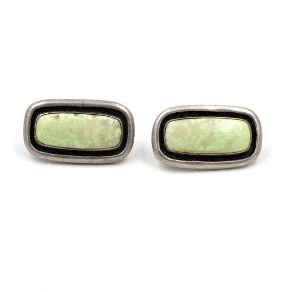 Unique Stone & Sterling Clip Earrings // Vintage … - image 6