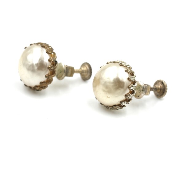 Mid Century Miriam Haskell "Pearl" Earrings // Cl… - image 3
