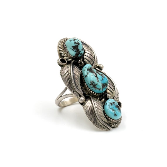 1970's Turquoise Feather Ring // Size 6.5 // Turq… - image 5