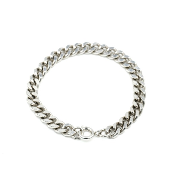 Heavy Silver Tone Statement Chain Bracelet // Vin… - image 3