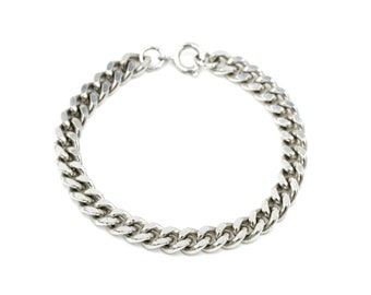 Heavy Silver Tone Statement Chain Bracelet // Vintage Statement // Heavy Chain // German Bracelet
