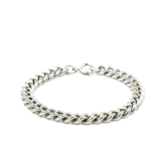 Heavy Silver Tone Statement Chain Bracelet // Vin… - image 2