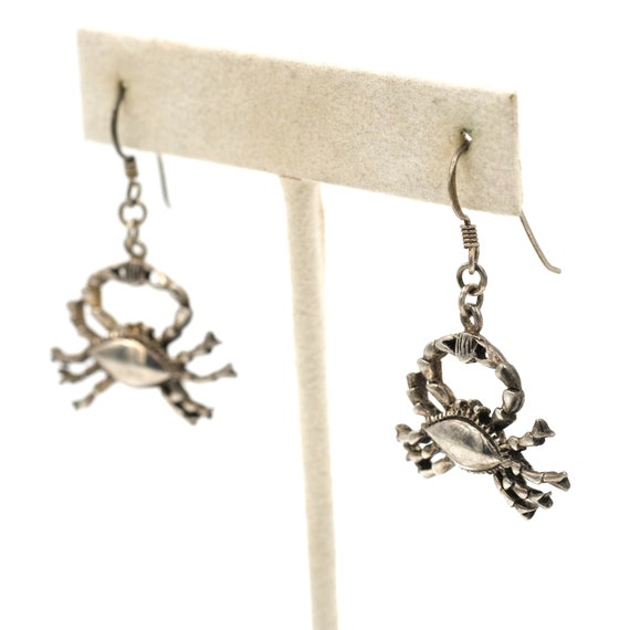 Sterling Crab Earrings // Vintage Crab Dangles //… - image 4