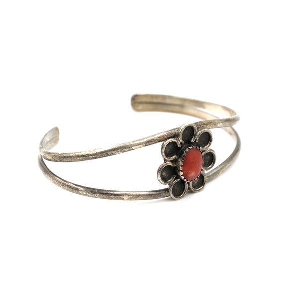 Sterling Coral Flower Cuff // Vintage Coral Cuff … - image 6