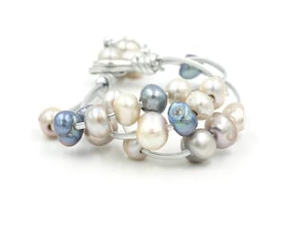 Vintage Baroque Pearl & Leather Bracelet (Adjusts from 7.5" to 8")