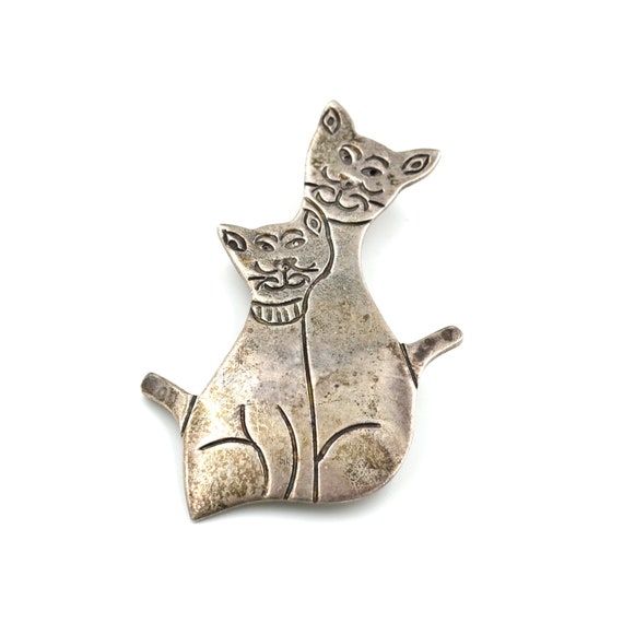 Vintage Taxco Sterling Cat Pin //  Taxco Cat // V… - image 1