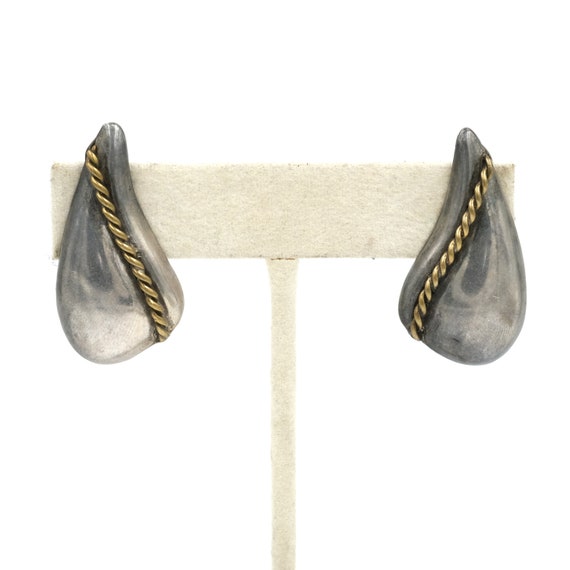 Vintage Taxco Sterling & Brass Statement Earrings… - image 6