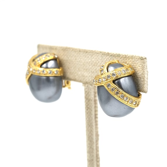 Vintage Italian Costume Gold Tone "Pearl" Earring… - image 2