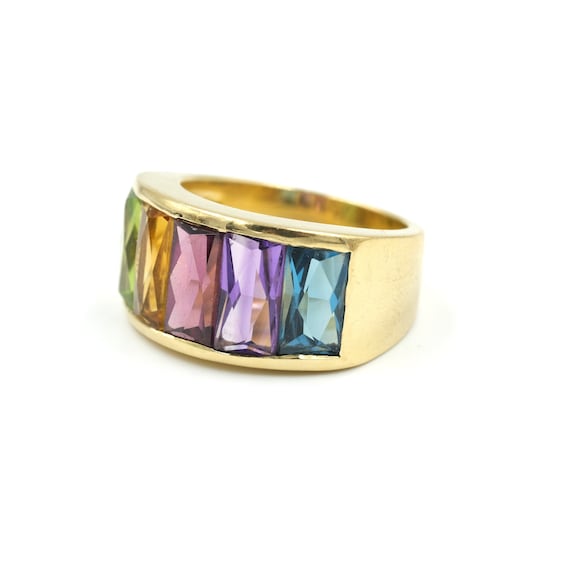 Vintage 18k Gold Rainbow Gemstone Ring // Vintage… - image 7