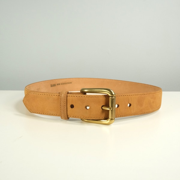 Lejon for Nordstrom Nu-Buck Belt (Size 32) // Tan Leather Belt // Classic Belt // Vintage Belt