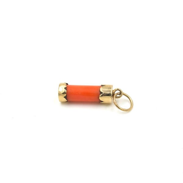 Pingente/berloque vintage em ouro 14k com coral vermelho, 1,8 cm (0,7").