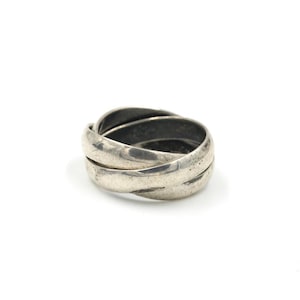 90's Sterling Three Band Rolling Ring - Size 8 // 5mm Thick Sterling Bands // Smooth Sterling Band // Classic Vintage Statement Ring