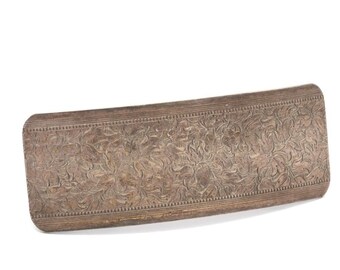 Vintage Classic Floral Engraved Hair Barrette 3.9"