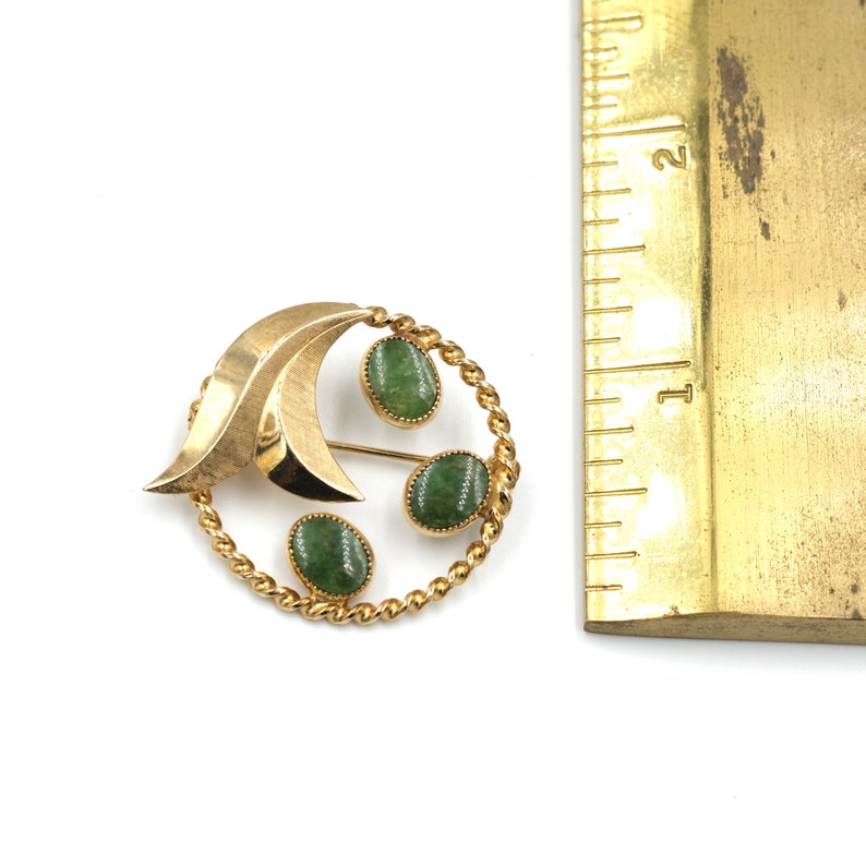 Vintage 12K Gold Filled Jade Brooch // Vintage Jade // Mid Century Gold Filled Pin // Vintage Catamor Brooch image 4