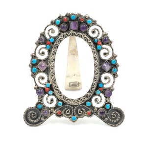 Vintage Sterling Taxco Picture Frame #3 // Matl Style Frame // Sterling & Gemstone Picture Frame // Vintage Mexican Art // Maximalist Decor