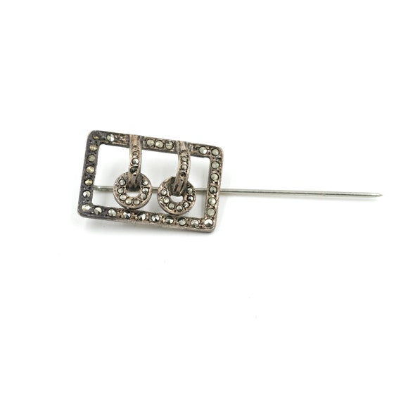 As Is - Vintage Sterling & Marcasite Buckle Stick… - image 2