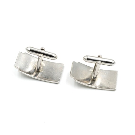 Vintage Swank Silvertone Cufflinks 1" // Mid Cent… - image 5