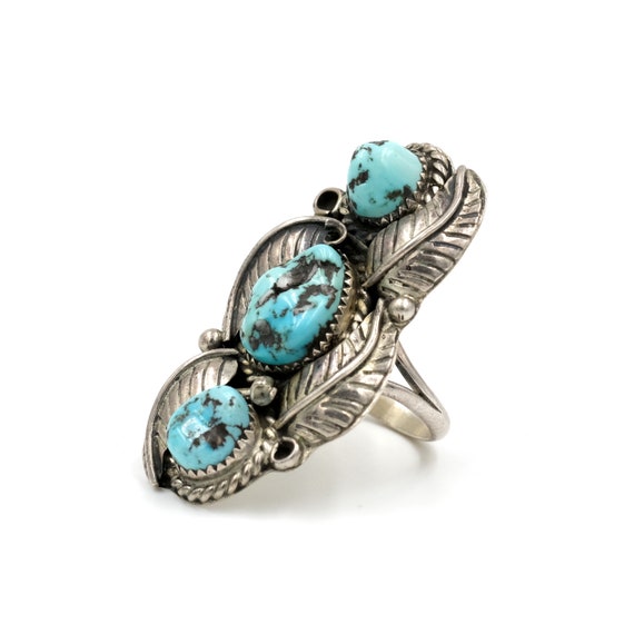 1970's Turquoise Feather Ring // Size 6.5 // Turq… - image 3