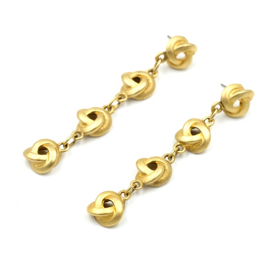 Gold Tone Love Knot Dangles // Vintage Gold Tone E