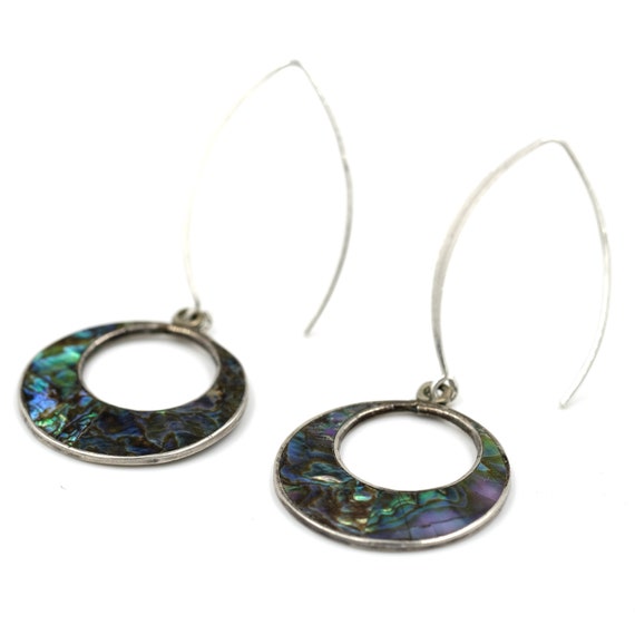 Mexican Abalone Inlay Earrings // Abalone Dangle … - image 3