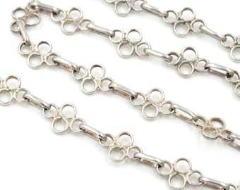 Vintage Handmade Sterling Flower Link Chain 26"