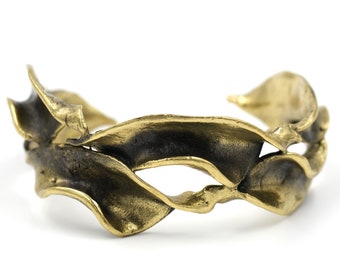 Modern Brutalist Sculptural Cuff // Bronze Ribbon Cuff // Vintage Statement Bracelet // Heavy Sculptural Cuff Bracelet