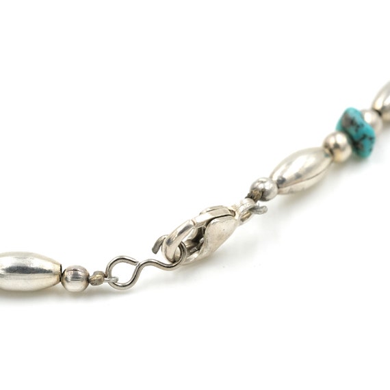 Vintage Turquoise & Silver Toned Bead Necklace 19… - image 6