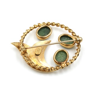 Vintage 12K Gold Filled Jade Brooch // Vintage Jade // Mid Century Gold Filled Pin // Vintage Catamor Brooch image 3