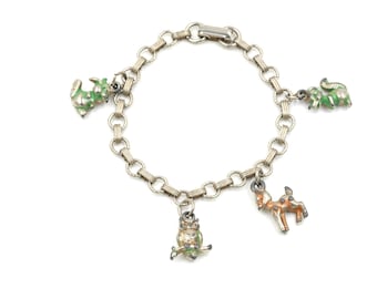 Vintage Walt Disney Bambi Souvenir Charm Bracelet 6.25"