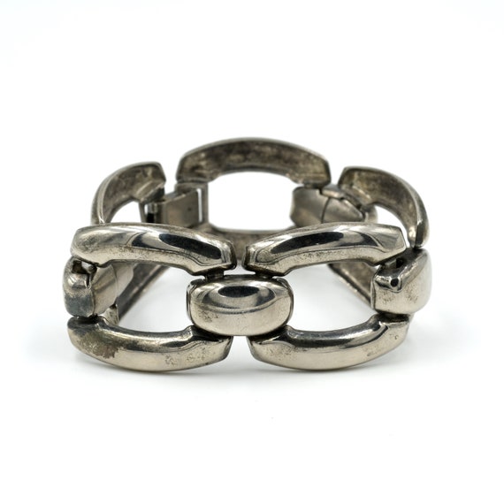 Vintage Silver Tone Chain Link Bracelet // Statem… - image 1