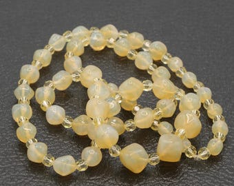 Vintage Muted Yellow Mixed Glass Bead Necklace ~32.5"
