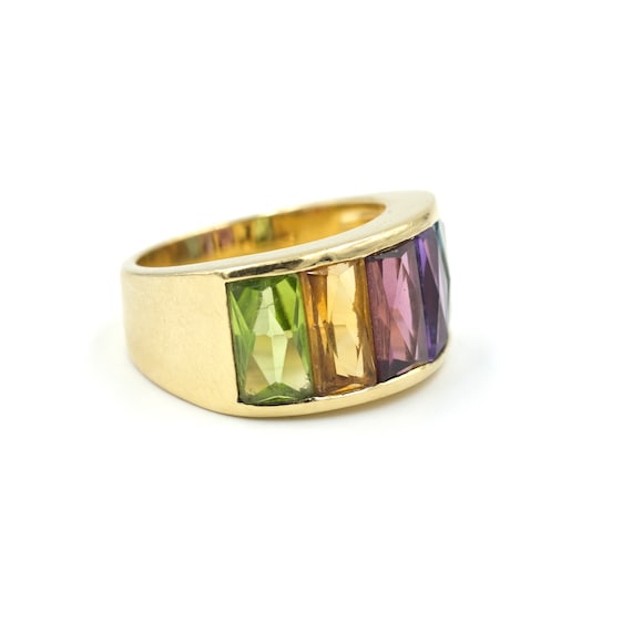 Vintage 18k Gold Rainbow Gemstone Ring // Vintage… - image 3