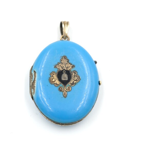 As Is - Antique 14K Gold Enameled Locket // Victo… - image 1
