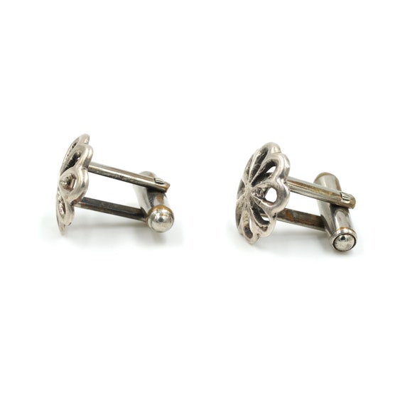 Sterling Sandcast Cufflinks  // Sandcast Flower C… - image 3