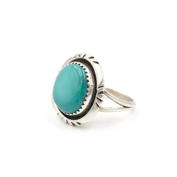 Turquoise Cut Bezel Ring // Size 6 // Green Turqu… - image 4