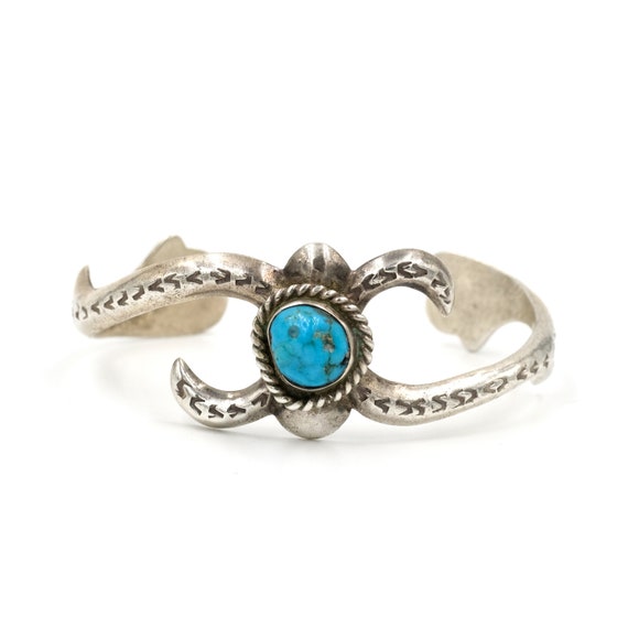 Turquoise & Sterling Sandcast Cuff // Vintage Turq