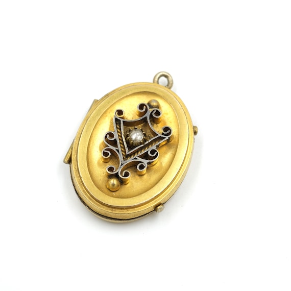 Victorian Gold Filled Seed Pearl Locket // Victor… - image 1