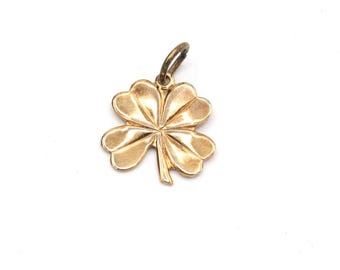 Vintage Gold Toned Four Leaf Clover Good Luck Charm .58"