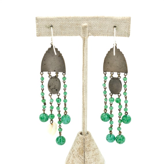 Enamel & Glass Dangle Statement Earrings // Vinta… - image 4