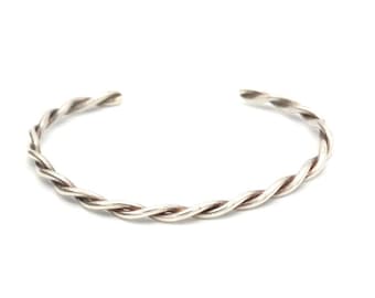 Vintage Thin Twisted Sterling Silver Cuff Bracelet