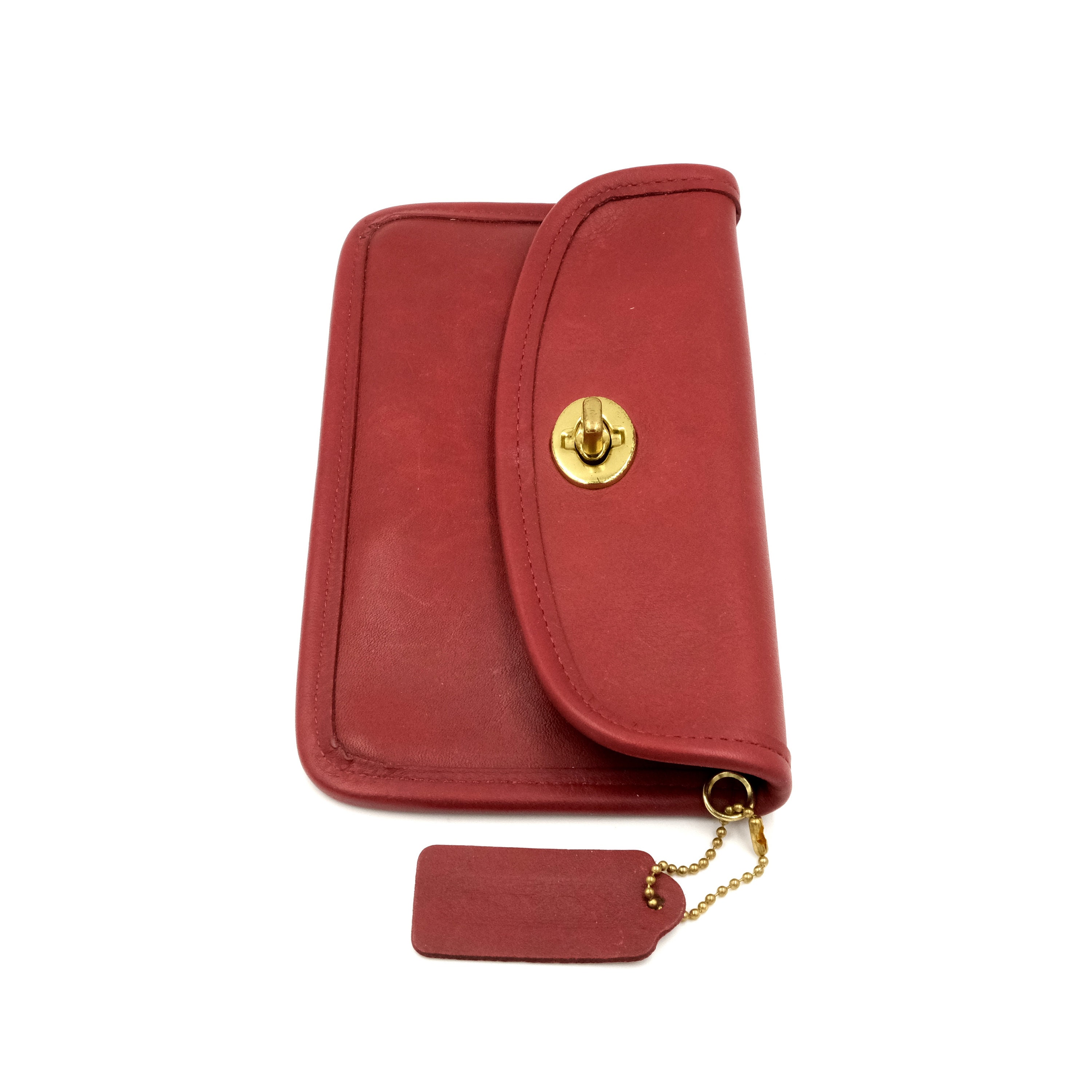 Vintage Coach Red Leather Turn Lock Wallet (no 7171