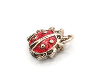 Vintage Silver Toned Ladybug Lucky Charm .5"